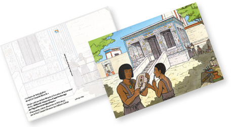 Carte postale "La leçon de hiéroglyphes devant la Chapelle Blanche"